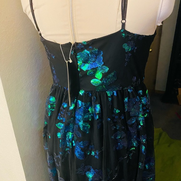 Floor length southern fried chics formal gown size Xl peacock blue green - Picture 7 of 11